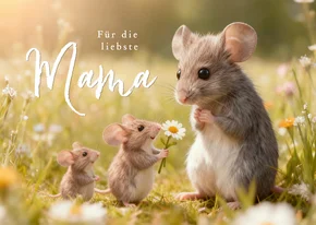 Muttertagskarte Mäuse Gänseblümchen Mäusemama