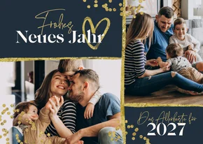 Neujahrsgrüße Fotocollage Rahmen und Herz 