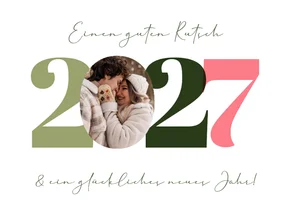 Neujahrsgruß 2027 bunte Zahlen mit Foto