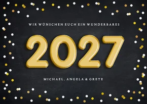 Neujahrskarte Folienballons gold