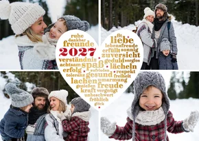 Neujahrskarte Fotocollage Herzenswunsch