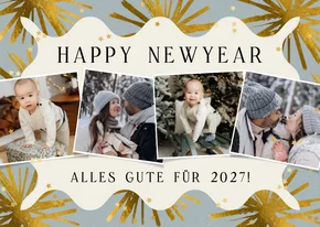 Neujahrskarte Fotoreihe und Sterne