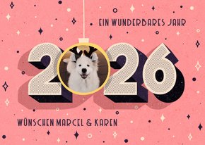 Neujahrskarte funky Retrolook mit Foto
