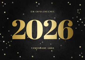 Neujahrskarte Kunden Jahreszahl gold