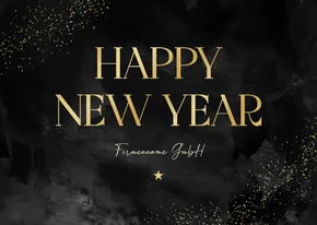 Neujahrskarte schwarz 'Happy New Year' Firmenname