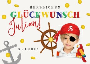 Piraten-Glückwunschkarte zum Geburtstag