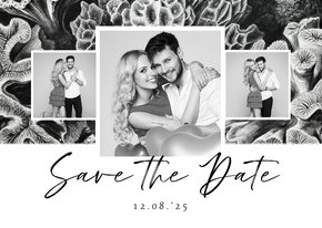 Save-the-Date-Karte drei Fotos und Unterwasserwelt