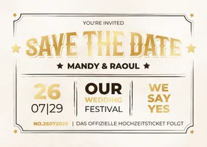 Save-the-Date-Karte Vintage-Ticket