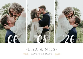 Save-the-Date-Karte zur Hochzeit mit eigenem Foto und Herzen