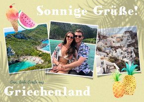 Sommerliche Urlaubskarte mit drei Fotos