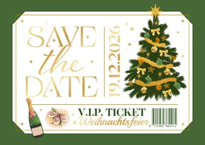 Ticket-Einladungskarte Weihnachtsfeier geschäftlich grün