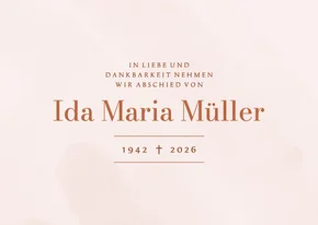 Trauerfeier Einladungskarte rosa Aquarell schlicht