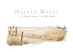 Trauerkarte mit Strand & Möwen