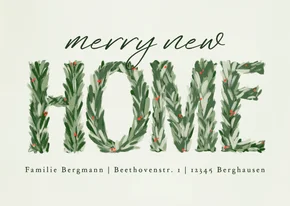 Umzugskarte Tannenzweige Weihnachten 'Happy New Home' grün