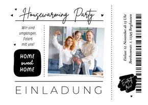 Umzugskarte Ticket zur Housewarming Party
