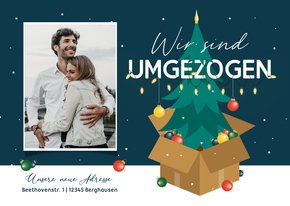 Umzugskarte Weihnachtsbaum im Karton