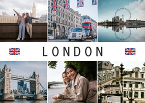 Urlaubskarte London Fotocollage Flaggen