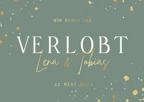 Verlobungskarte Goldtupfen