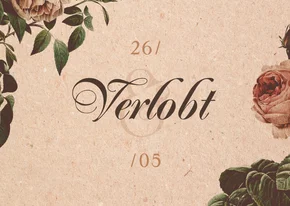 Verlobungskarte Vintagerosen auf Kraftpapier