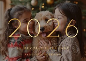 Weihnachtliche Fotokarte Goldschrift 2026 Weihnachtsgrüße 