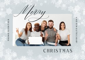 Weihnachtsgrüße Schneeflocken Fotokarte 'Merry Christmas'