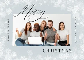 Weihnachtsgrüße Schneeflocken Fotokarte 'Merry Christmas'