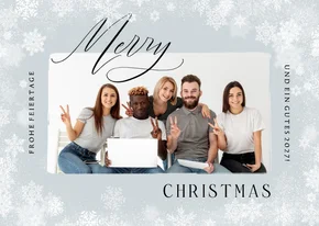 Weihnachtsgrüße Schneeflocken Fotokarte 'Merry Christmas'