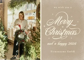 Weihnachtskarte Foto Kalligraphie 'Merry Christmas'