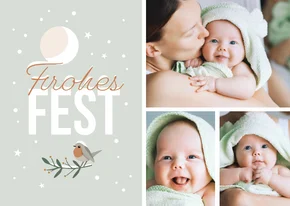 Weihnachtskarte Fotos, Mond & Rotkehlchen