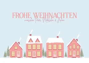 Weihnachtskarte Häuserreihe im Schnee