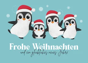 Weihnachtskarte lustige Pinguinfamilie