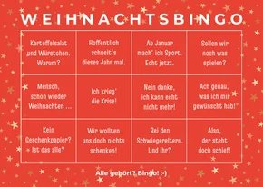 Weihnachtskarte lustiges Weihnachtsbingo