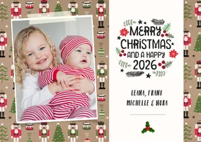 Weihnachtskarte mit Foto und Nussknacker Hintergrund