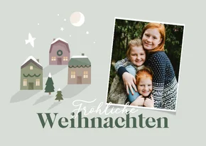 Weihnachtskarte mit Foto und Weihnachtshäusern
