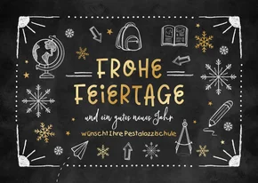 Weihnachtskarte Schultafel Kreidezeichnungen