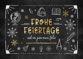Weihnachtskarte Schultafel Kreidezeichnungen
