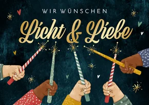 Weihnachtskarte SOS Kinderdörfer Kinderhände mit Kerzen