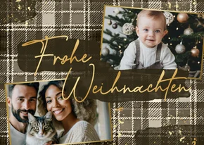 Weihnachtskarte Tartan-Look & Fotos 