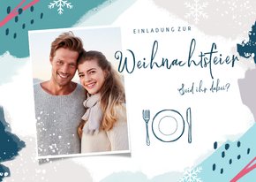 Winterliche Einladung zur Weihnachtsfeier mit Foto