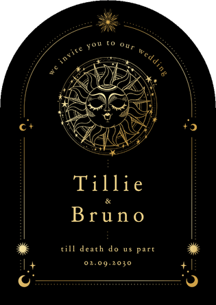 Hochzeitseinladung Bogenform Tattoo Sonne Astrologie