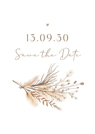 Save-the-Date-Karte Oval Bohemien-Hochzeitskarte