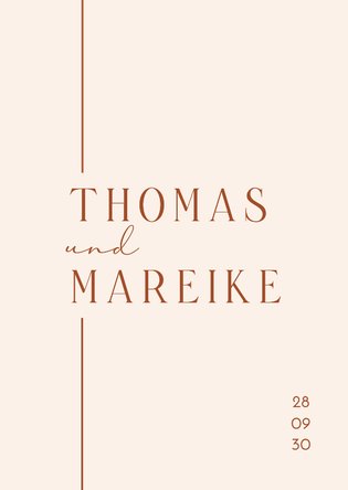 Elegante Einladungskarte Hochzeit schlicht in Beige