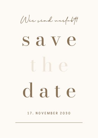 Save the Date Hochzeit minimalistisch Beige