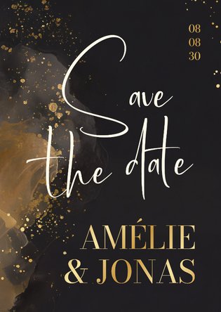 Save the Date Hochzeitskarte Wasserfarbe Grau Gold