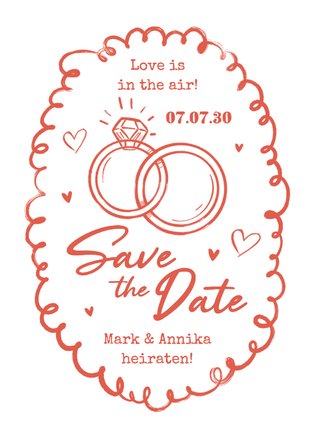 Save the Date Karte Doodles mit Ringen