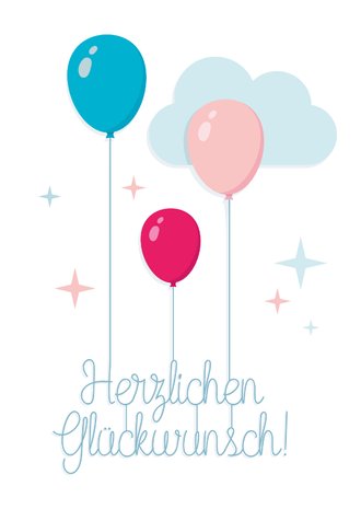 Fröhliche Glückwunschkarte mit Luftballons Send a Smile