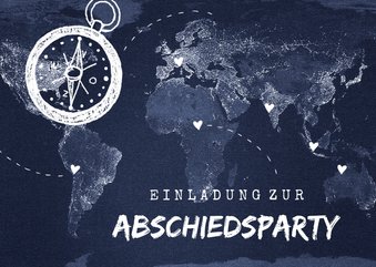 Abschiedsparty Einladung Weltkarte