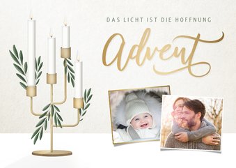 Adventskarte Fotocollage & Kerzenständer