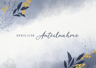 Beileidskarte Blumendekor auf Aquarell