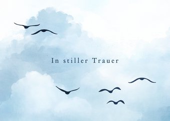 Beileidskarte Wolken Himmel Aquarell Vögel